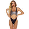 Bikini Triángulo Cintura Alta con Estampado de Serpiente y Bloques de Color