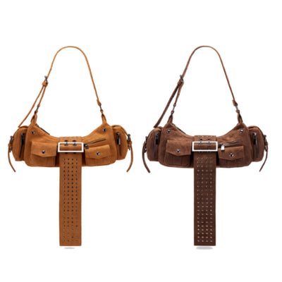 Bolso de Ante Retro para Mujer - Bolsa de Hombro Versátil y Elegante