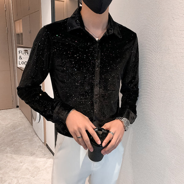 Camisa de Negocios Casual para Hombre con Detalles Brillantes