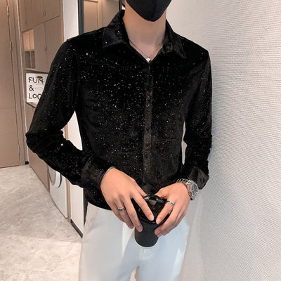 Camisa de Negocios Casual para Hombre con Detalles Brillantes
