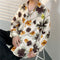 Camisa Floral Retro Holgada de Manga Larga para Hombre