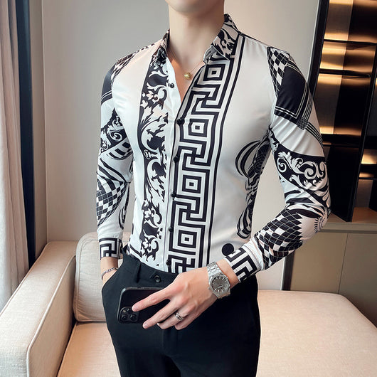 Camisa Manga Larga Estampada Slim Fit para Hombre - Image 6