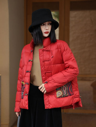 Chaqueta Acolchada Retro Estilo Chino con Cuello Alto para Mujer - Image 9