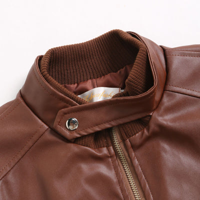Chaqueta de Cuero para Hombre Slim Fit con Cuello de Pie y Cierre de Cremallera - Image 18