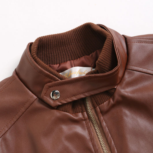 Chaqueta de Cuero para Hombre Slim Fit con Cuello de Pie y Cierre de Cremallera - Image 18