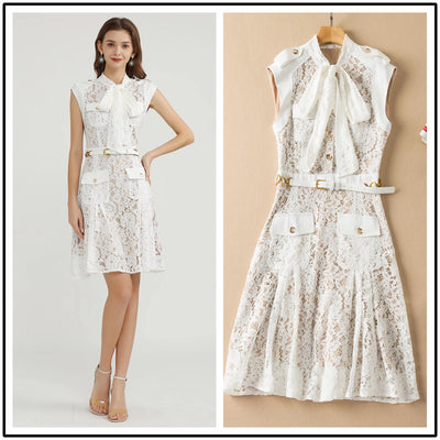 Vestido Slim con Cintura de Encaje y Lazo - Image 22