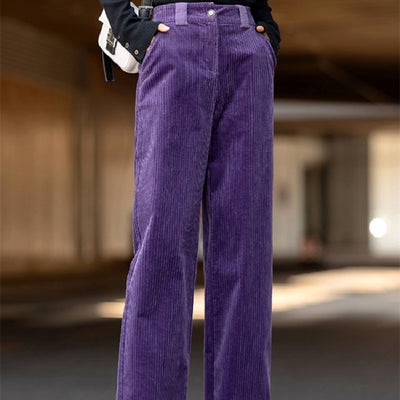 Pantalones de Pana Cintura Alta Pierna Ancha para Mujer