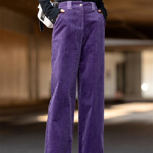 Pantalones de Pana Cintura Alta Pierna Ancha para Mujer