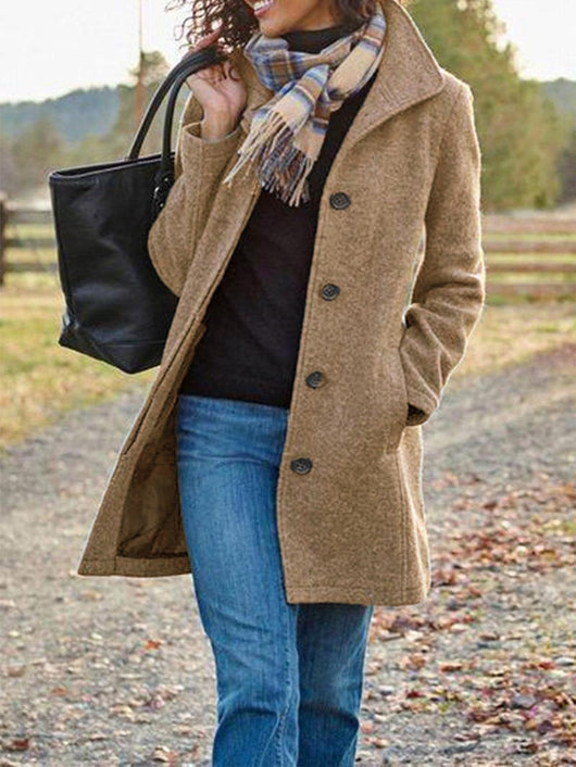 Abrigo Cardigan de Lana para Mujer con Cierre de Hebilla Decorativa - Image 9