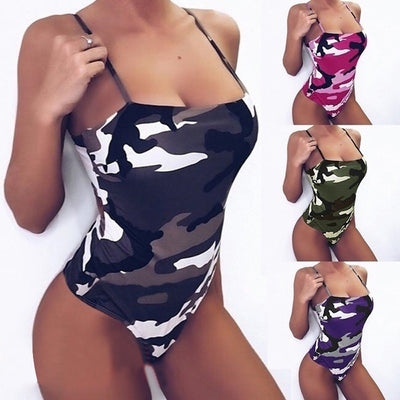 Traje de Baño Enterizo Camuflaje Ajustado con Tirantes - Image 8