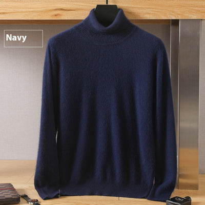 Suéter Pullover de Cuello Alto Holgado en Visón para Hombre - Invierno - Image 20