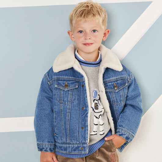 Chaqueta Denim Entallada con Solapa de Terciopelo - Image 12