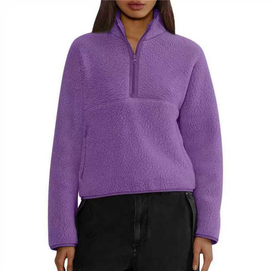 Sudadera Suelta con Cierre Medio para Mujer - Comodidad Casual - Image 7