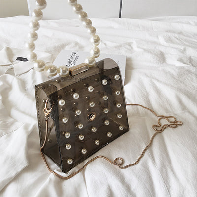 Bolso de hombro transparente con perlas para mujer - Image 8