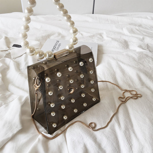 Bolso de hombro transparente con perlas para mujer - Image 8
