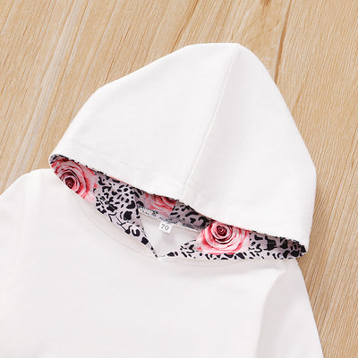 Conjunto de Sudadera con Capucha y Pantalón Blanco para Bebé con Diseño Floral - Image 9