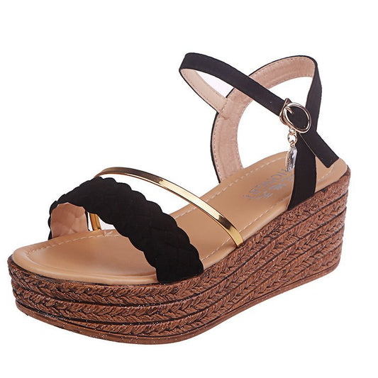 Sandalias Romanas Plataforma con Hebilla Strass Boca de Pez - Image 2