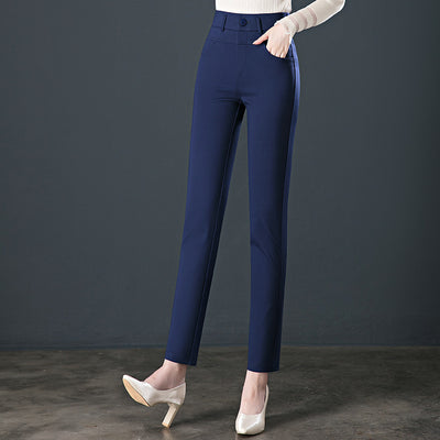 Pantalones de Cintura Alta Elásticos en Colores Sólidos para Mujer - Image 10