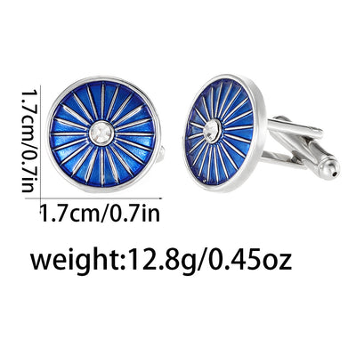 Gemelos Azules Línea Redonda Efecto Goteo para Camisas de Vestir Hombre - Image 7
