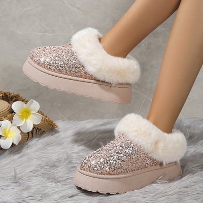 Pantuflas Invierno Mujer con Lentejuelas y Suela Gruesa Acolchada - Cálidas para Casa y Exterior - Image 8