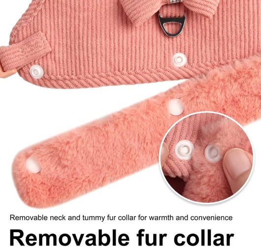 Arnés Cálido para Perro Pequeño con Correa y Moño - Acolchado Suave con Cuello de Pelaje Removible - Image 8