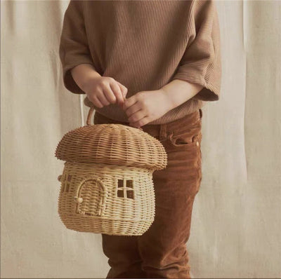 Cesta de Almacenamiento Infantil Tejida en Ratán Diseño Nórdico Setas - Image 12
