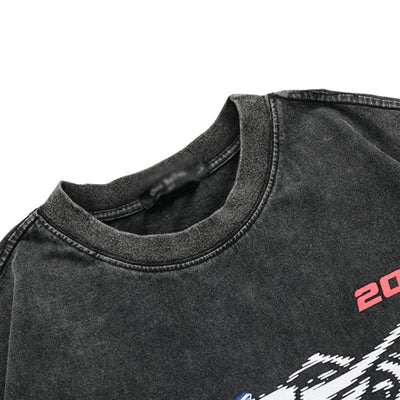 Camiseta Manga Corta Estampado Calavera Desgastada para Hombre - Image 5