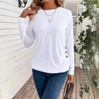 Suéter Casual de Cuello Redondo y Manga Larga para Mujer - Image 2