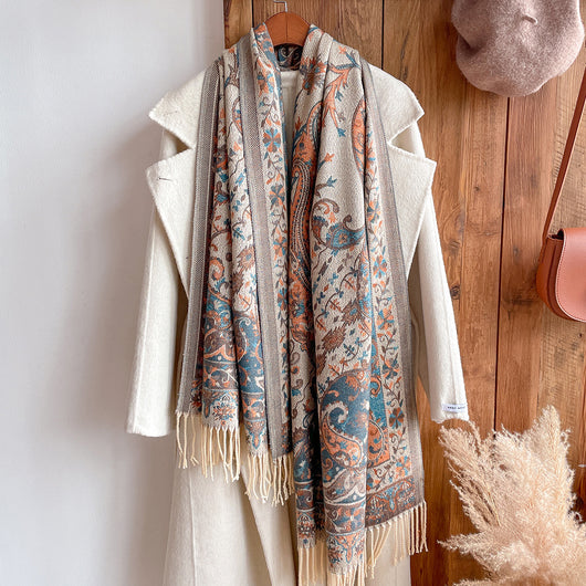 Pashmina Étnica Gruesa con Borlas - Bufanda Térmica Abrigadora - Image 11