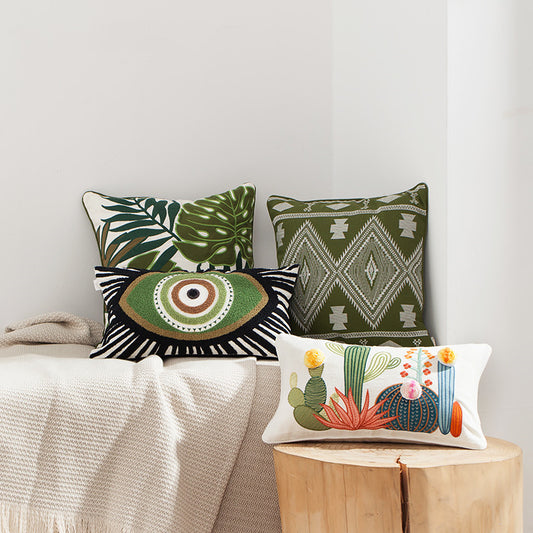 Cojín Decorativo Cactus Verde Nórdico para Ventana de Verano