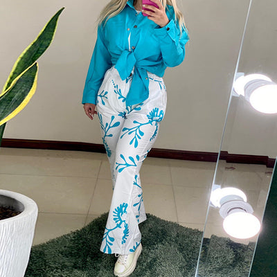 Conjunto Elegante de Blusa y Pantalón Largo con Solapa - Estilo Casual Sofisticado - Image 8