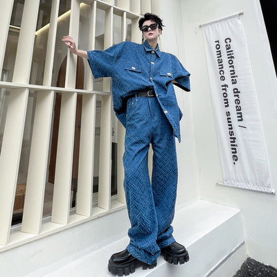 Traje de Mezclilla Retro High Street en Color Sólido para Hombre