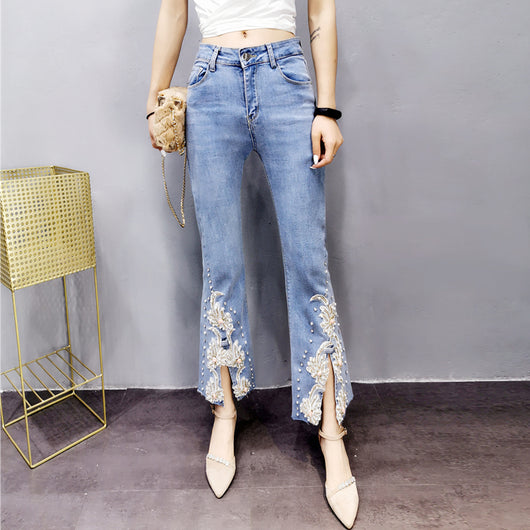 Pantalones Acampanados Beige Slim Estilo Coreano Verano - Image 11