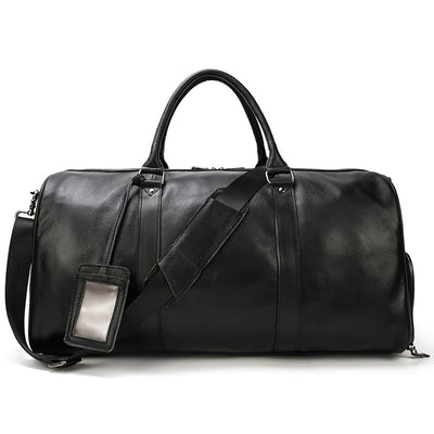 Bolsa de Viaje y Gimnasio en Cuero Genuino Negro para Hombre - Image 6