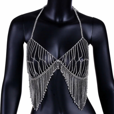 Cadena de Cuerpo Bikini con Diamantes y Flecos - Image 10
