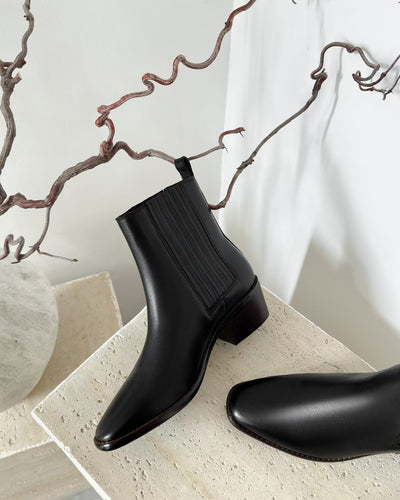 Botas Tobilleras Estilo Francés en Cuero Genuino con Punta Cuadrada y Tacón Robusto - Image 20