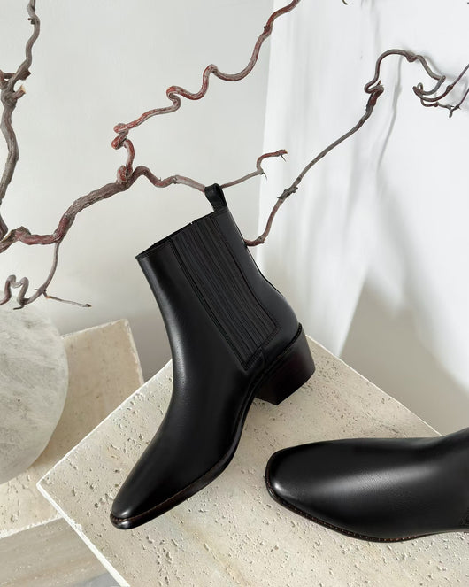 Botas Tobilleras Estilo Francés en Cuero Genuino con Punta Cuadrada y Tacón Robusto - Image 20