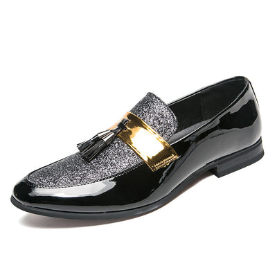 Zapatos de Cuero Ingleses Punta Afilada con Lentejuelas para Hombre - Talla Grande - Image 6