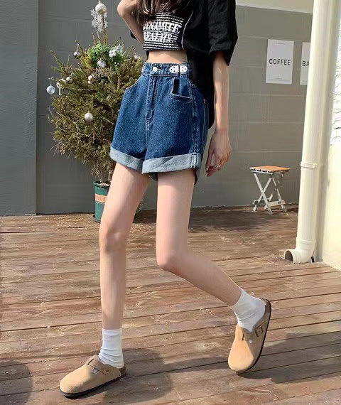 Shorts Denim Retro Sueltos y Delgados con Textura Rizada - Image 11