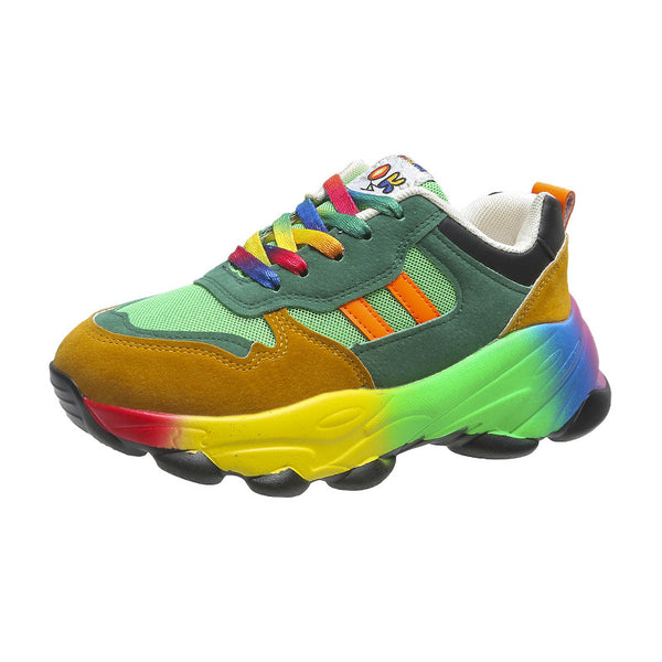 Zapatillas Deportivas Mujer Plataforma Colorida con Cordones Frontales