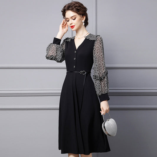 Vestido Primaveral Escote V Elegante