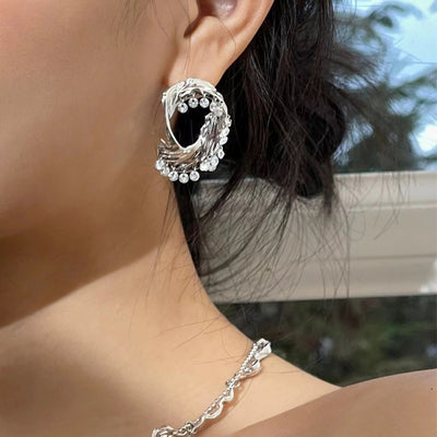 Aretes Metálicos de Diseño Irregular Europeo Americano - Image 8