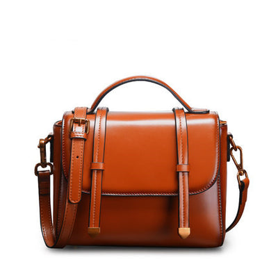 Bolso de Cuero Genuino para Mujer con Correa Diagonal Ajustable