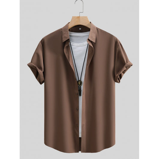 Camisa de Manga Corta Clásica para Hombre - Color Liso Verano - Image 4