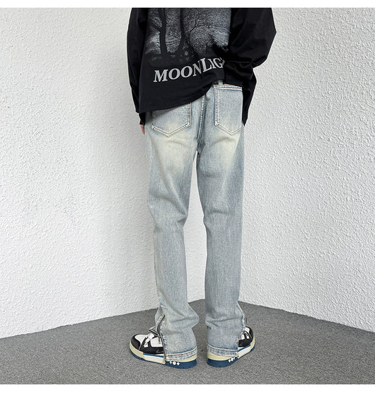 Jeans Rectos Holgados Estilo Hong Kong con Diseño de Cierre - Image 9