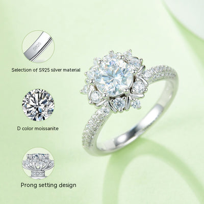 Anillo de Moissanita 1 Quilate en Plata 925 - Diseño Floral para Propuesta - Image 3