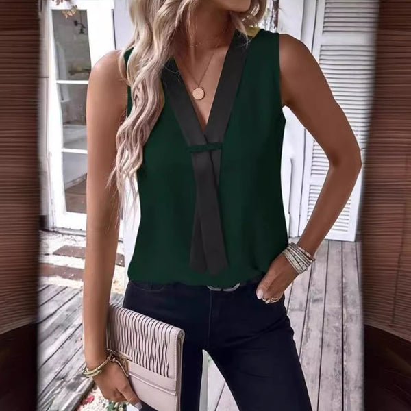 Blusa Casual Mujer con Contraste de Colores