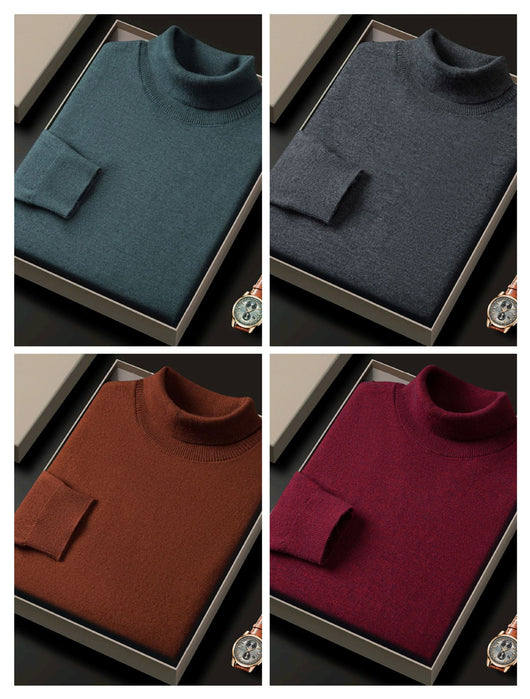 Suéter Cuello Alto Liso Grueso Holgado para Hombre - Image 16