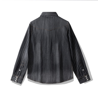 Camisa Denim a Rayas con Efecto Vintage Desgastado - Image 50