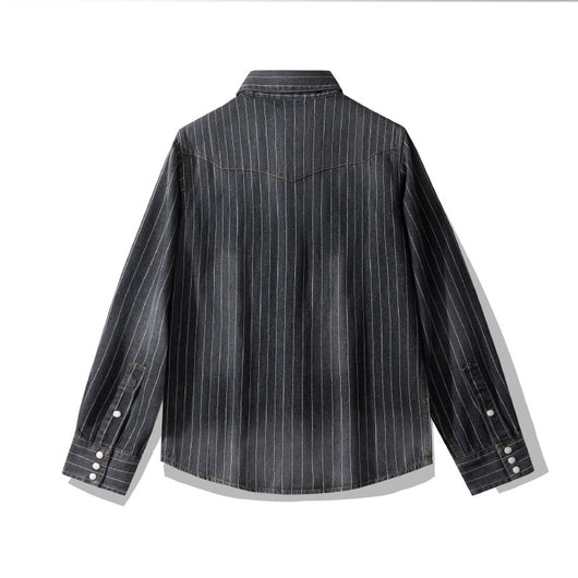 Camisa Denim a Rayas con Efecto Vintage Desgastado - Image 50